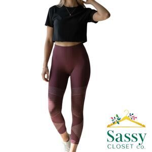 SPANX Burgundy Moto Compression Leggings Size XL EUC